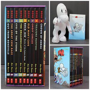 Scholastic Bone Box Set Books 1 thru 9 with Inflatable Bone Character Jeff Smith